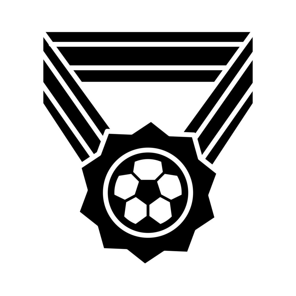 soccer game medal prize league recreational sports tournament silhouette style icon vector