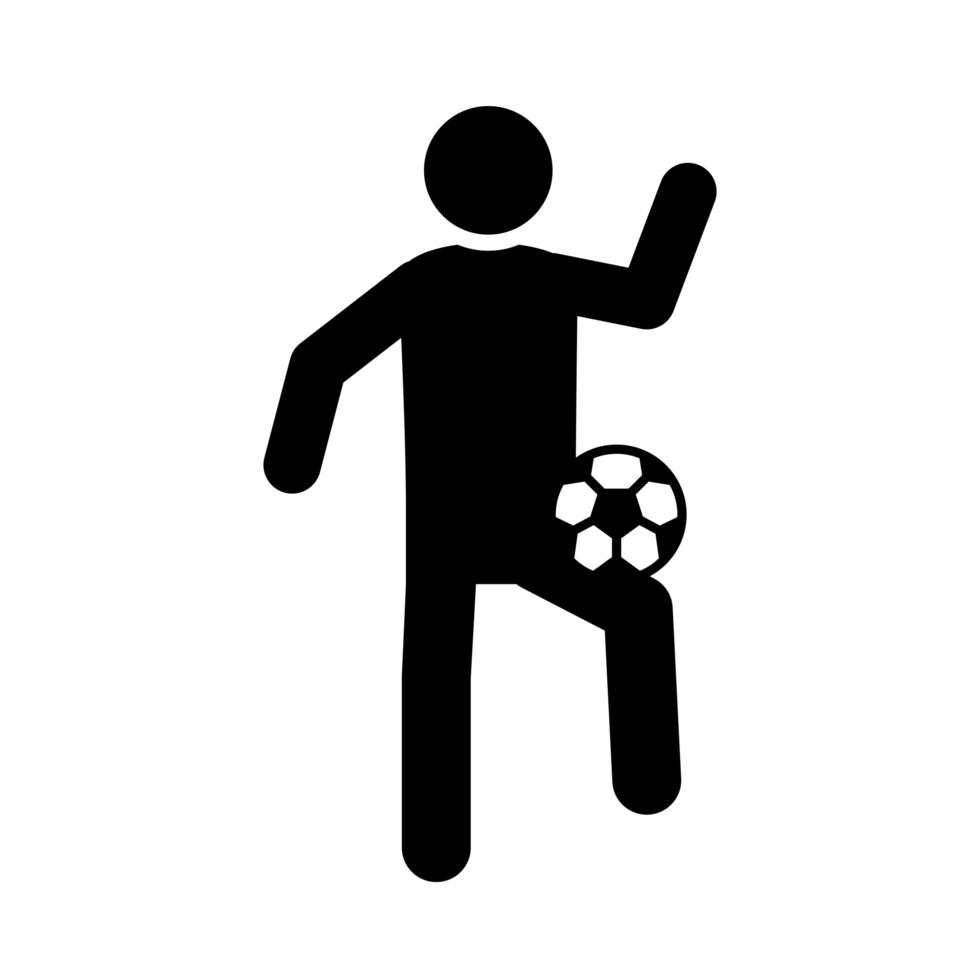 Personaje de jugador de juego de fútbol con icono de estilo de silueta de torneo de deportes recreativos de liga de pelota vector