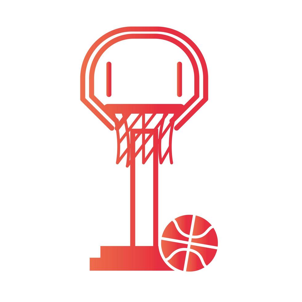 juego de baloncesto net aro y equipo de pelota recreación deporte icono de estilo degradado vector