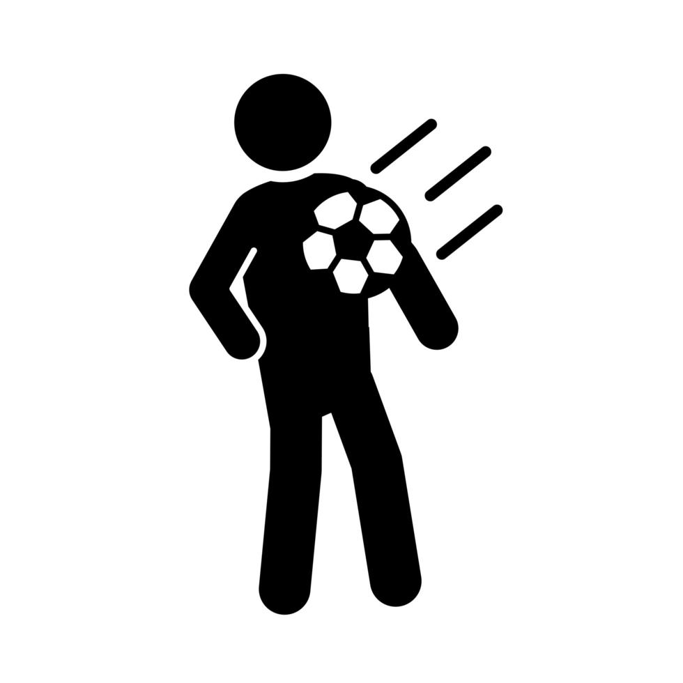 soccer game player with ball in chest league recreational sports tournament silhouette style icon vector