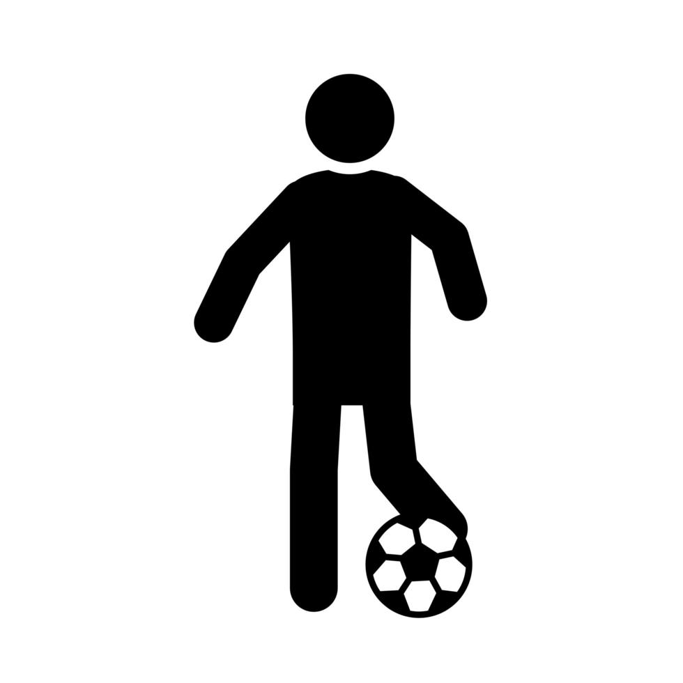 soccer game player kicking ball league recreational sports tournament silhouette style icon vector