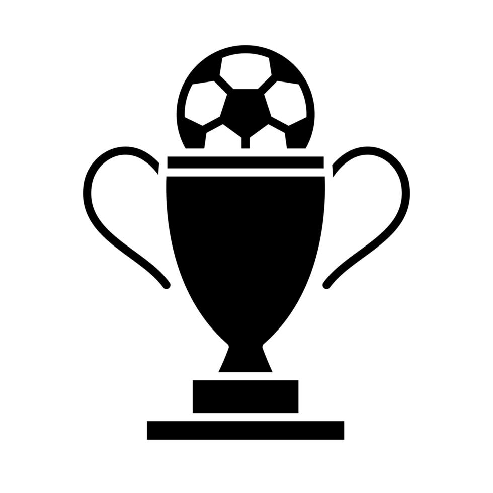 premio de trofeo de juego de fútbol con icono de estilo de silueta de torneo de deportes recreativos de liga de pelota vector