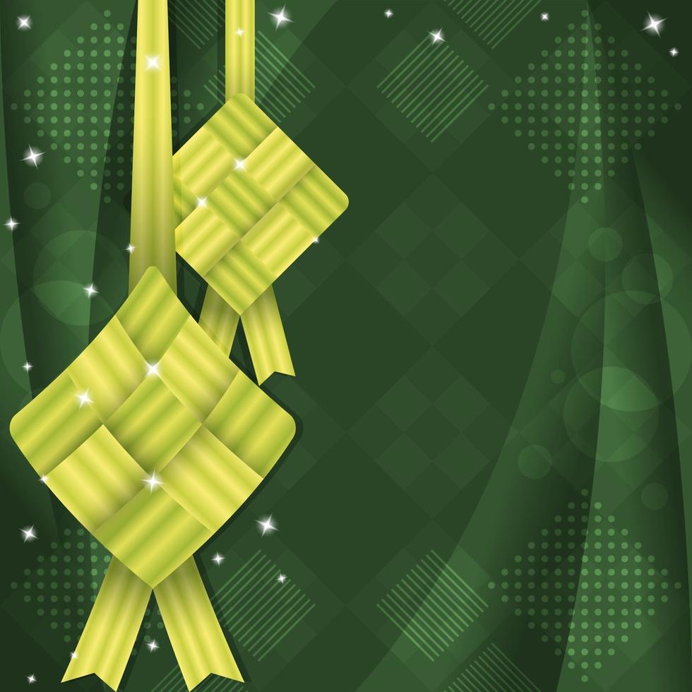 fondo verde degradado de ketupat vector