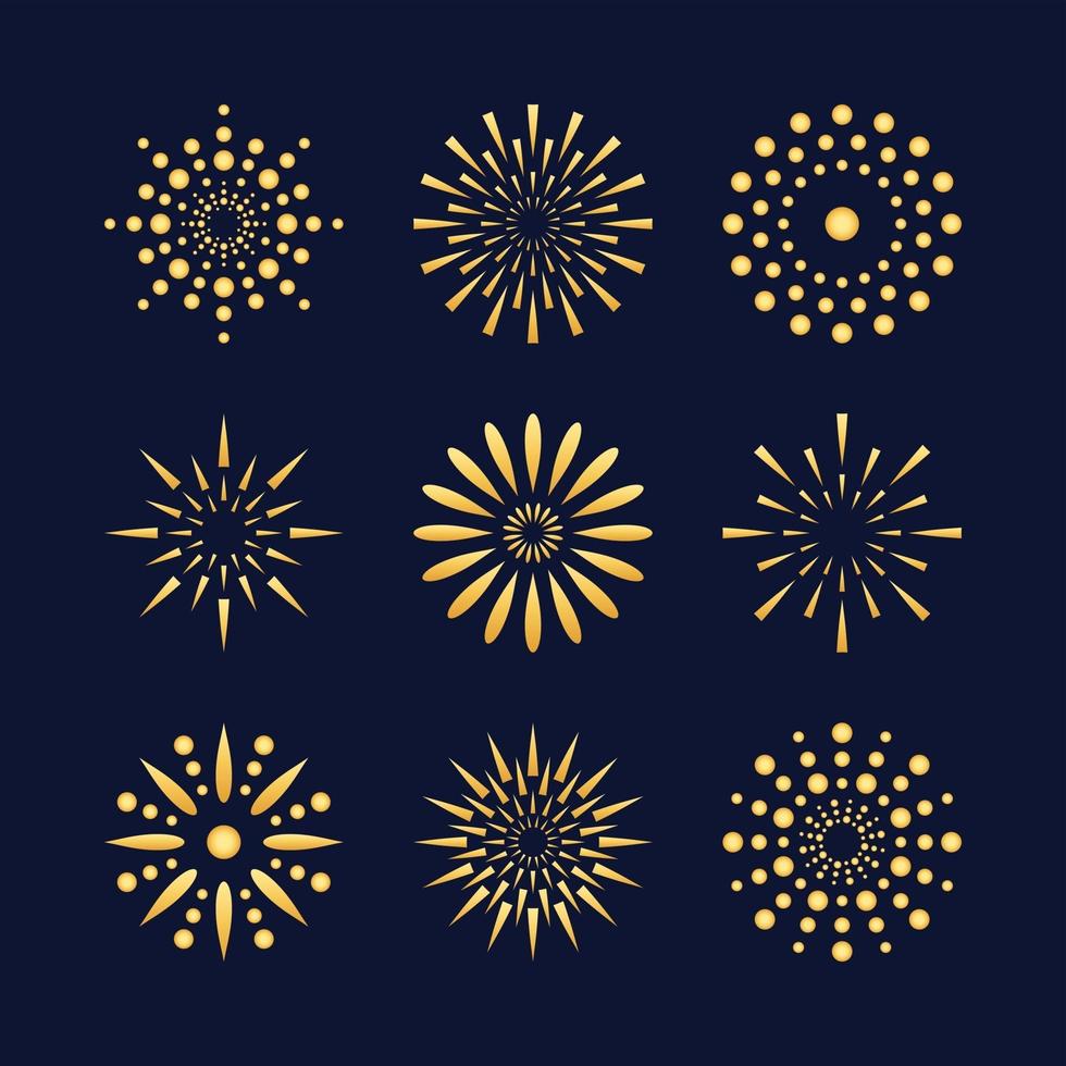 colección de iconos de fuegos artificiales vector