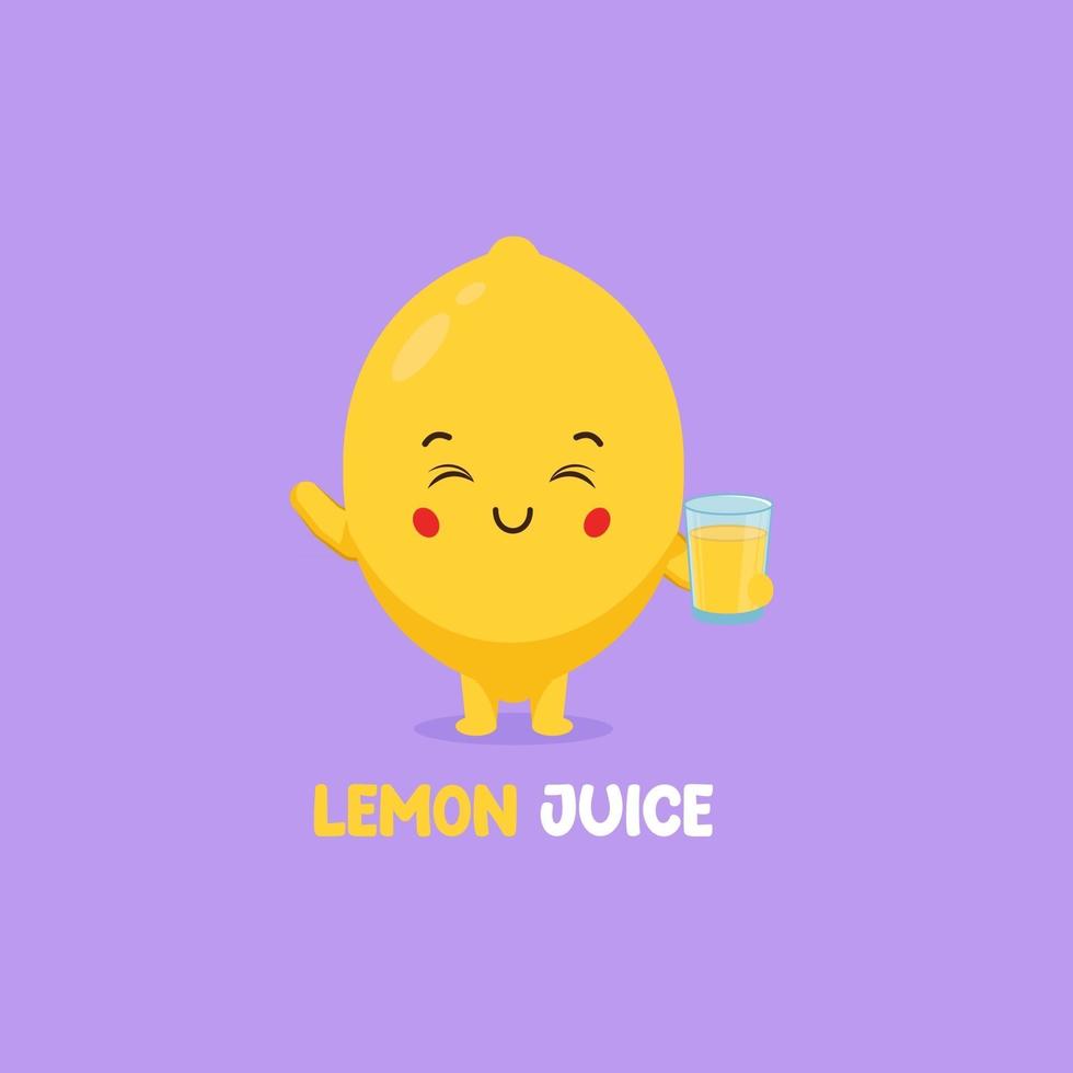 lindo personaje de jugo de limón sonriente vector