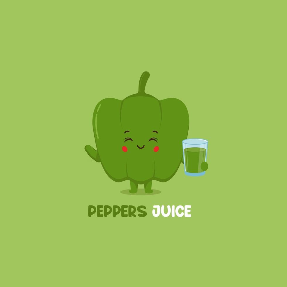 lindo personaje de jugo de pimientos sonriente vector