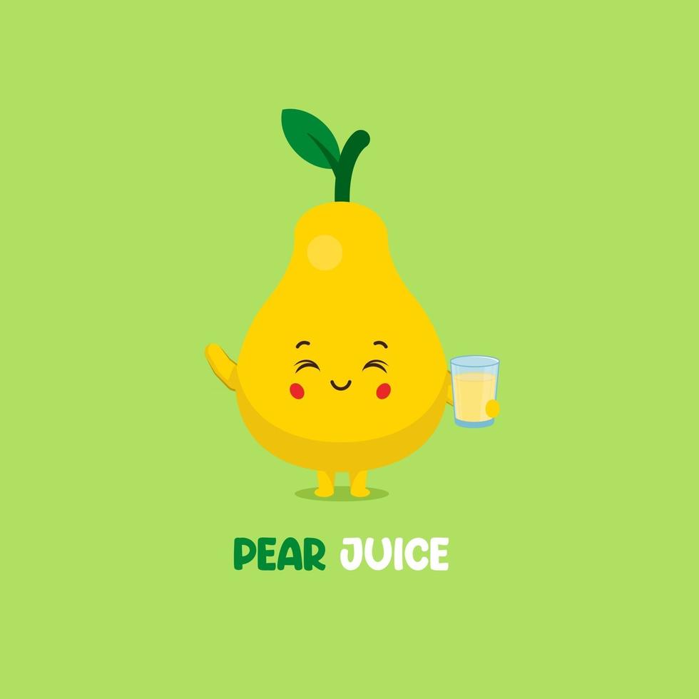 lindo personaje de jugo de pera sonriente vector