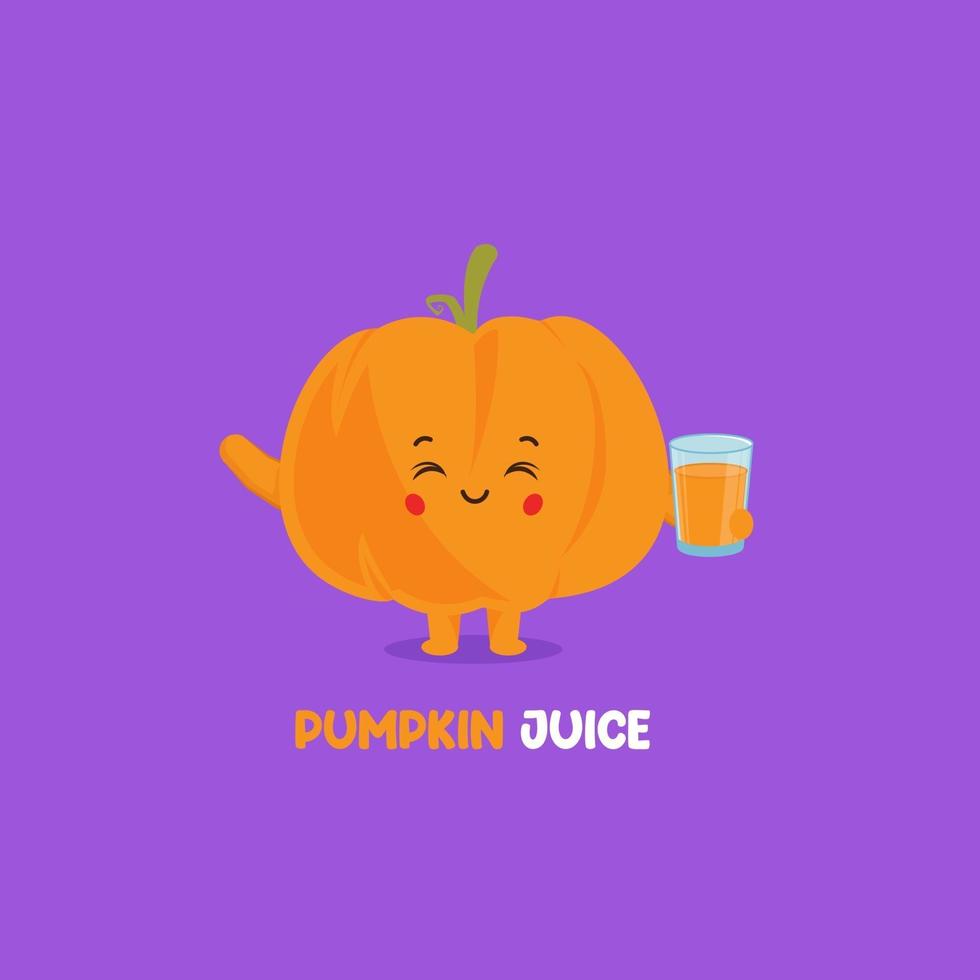 Cute Smiling Pumpkin Juice Character vector