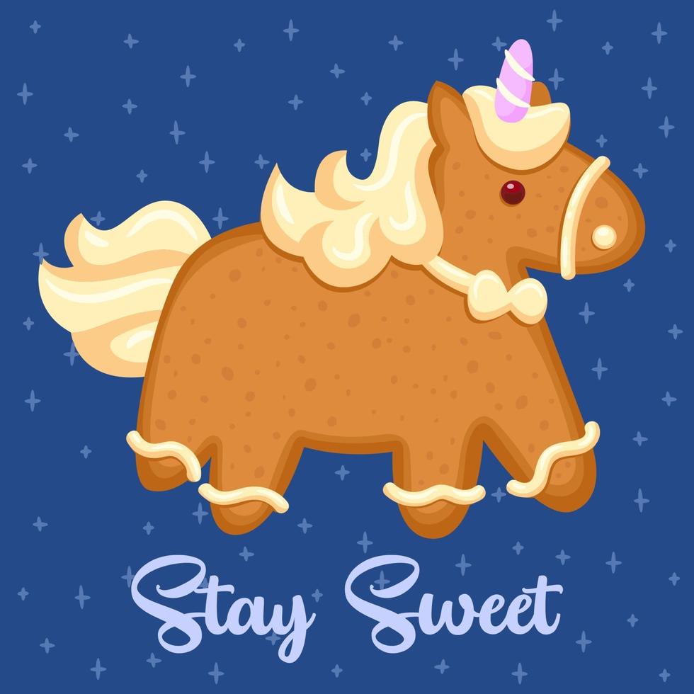 horse gingerbread cookies winter holiday food vector