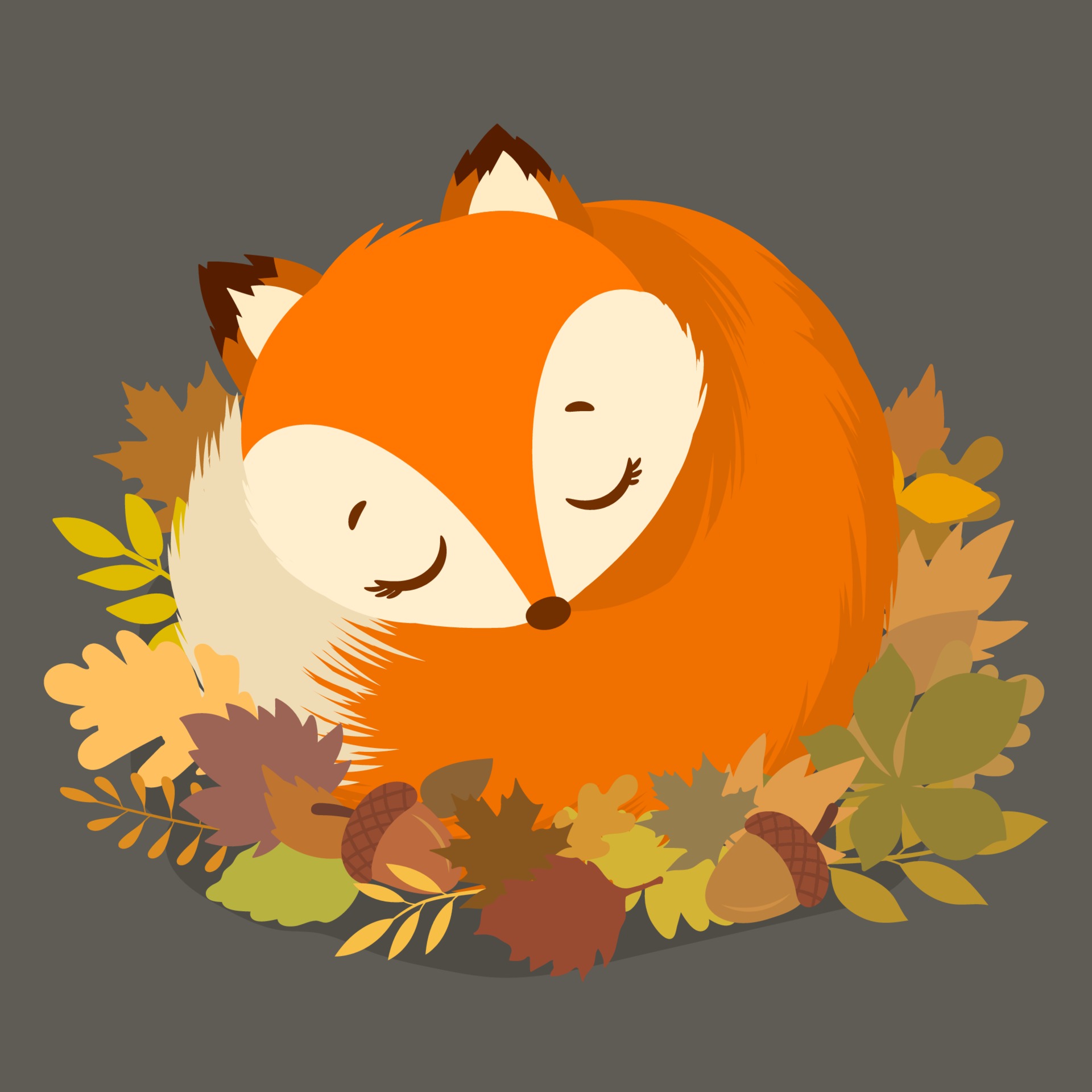 Cute red fox with falling leaves 2565421 Vector Art at Vecteezy