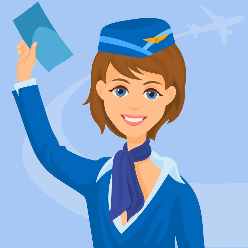 Stewardess in uniform girl cabin crew vector