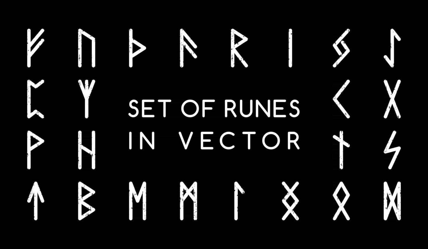 COLLECTION OF ANCIENT RUNES ON A BLACK BACKGROUND vector