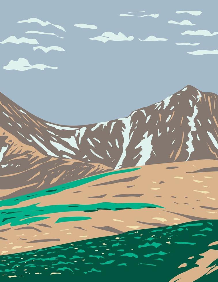 Grays Peak and Torreys Peak in the Continental Divide Within in the Rocky Mountain National Park Wilderness in Colorado WPA Poster Art vector