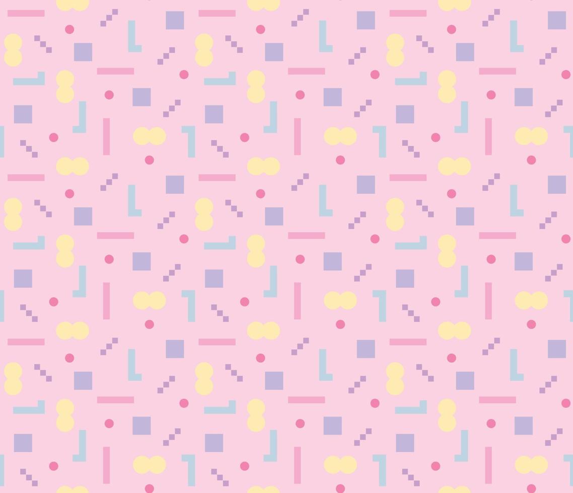 Small figures are combined on a pink background to create a pattern. vector