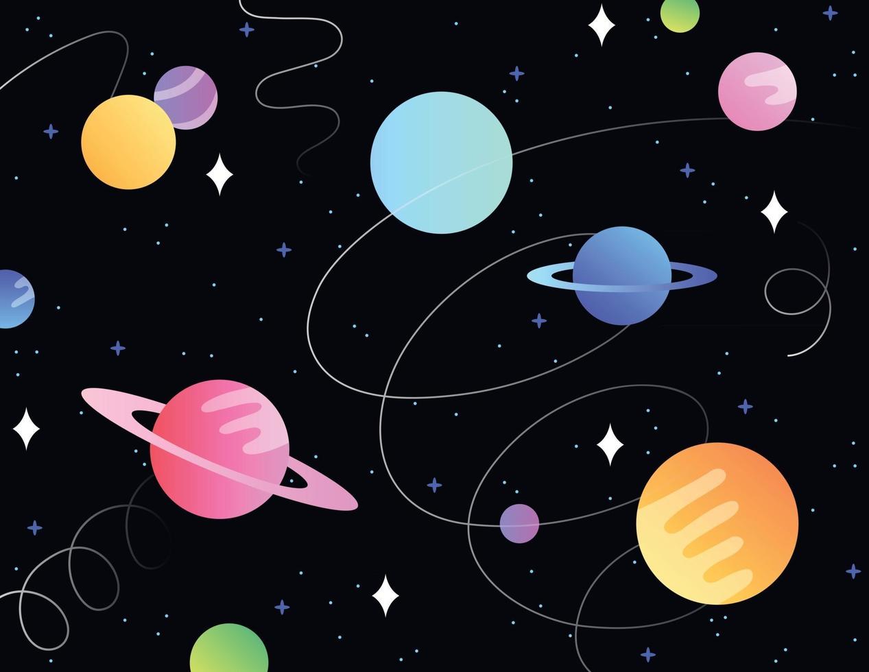 Planets are floating in space. vector
