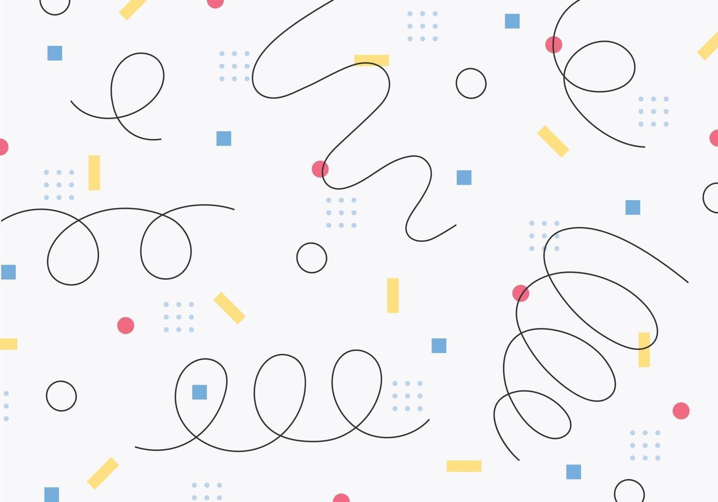 The retro small pieces are patterned, and the hand-drawn lines are spinning like a spring. vector