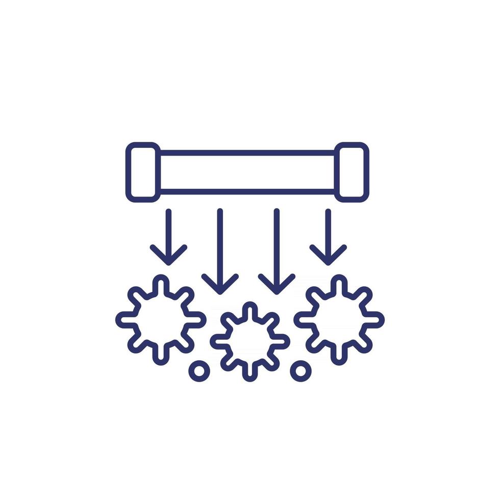 UV light sterilization UV C lamp line icon vector