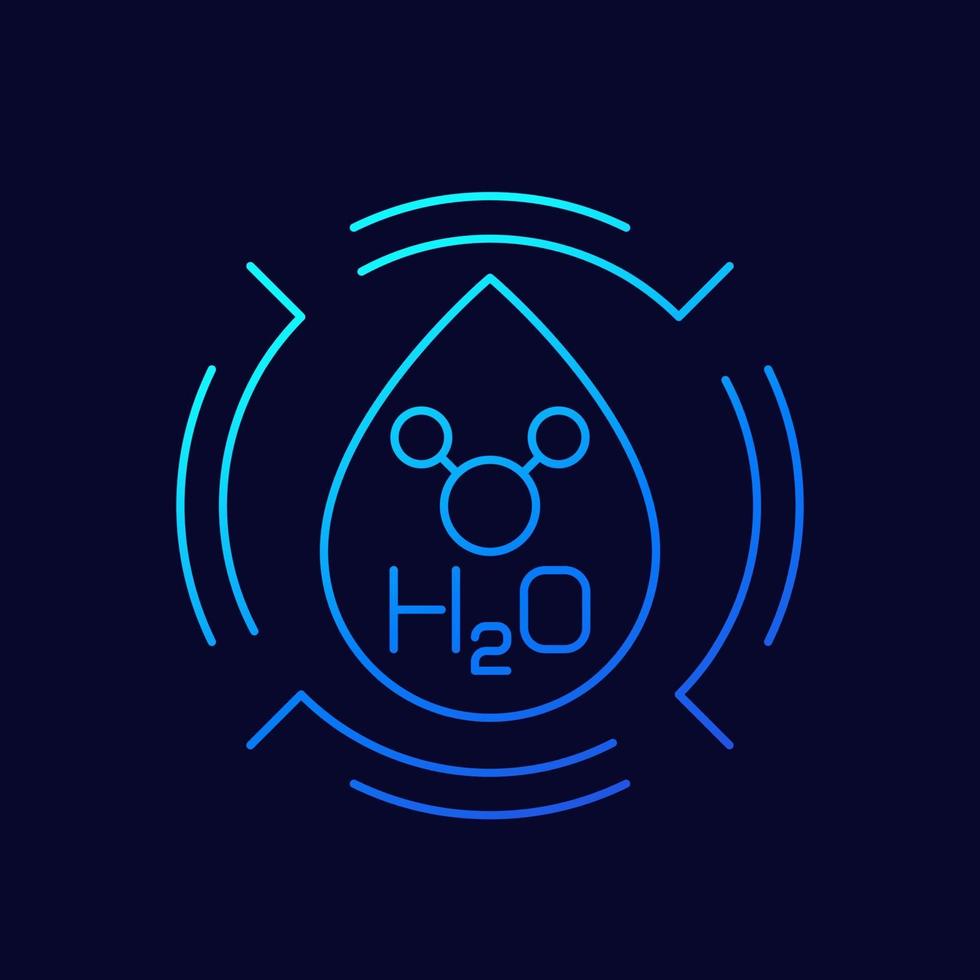 h2o line icon with water drop and molecule 2565526 Vector Art at Vecteezy