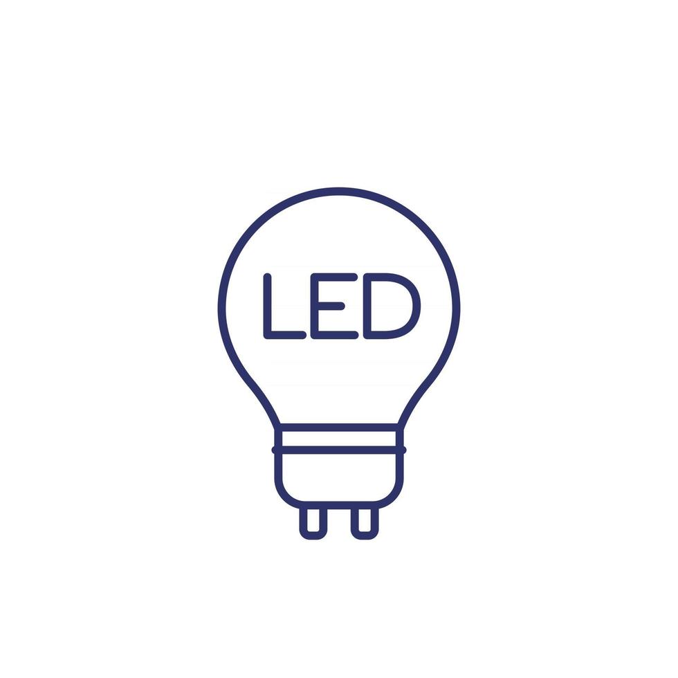 led bulb vector line icon on white