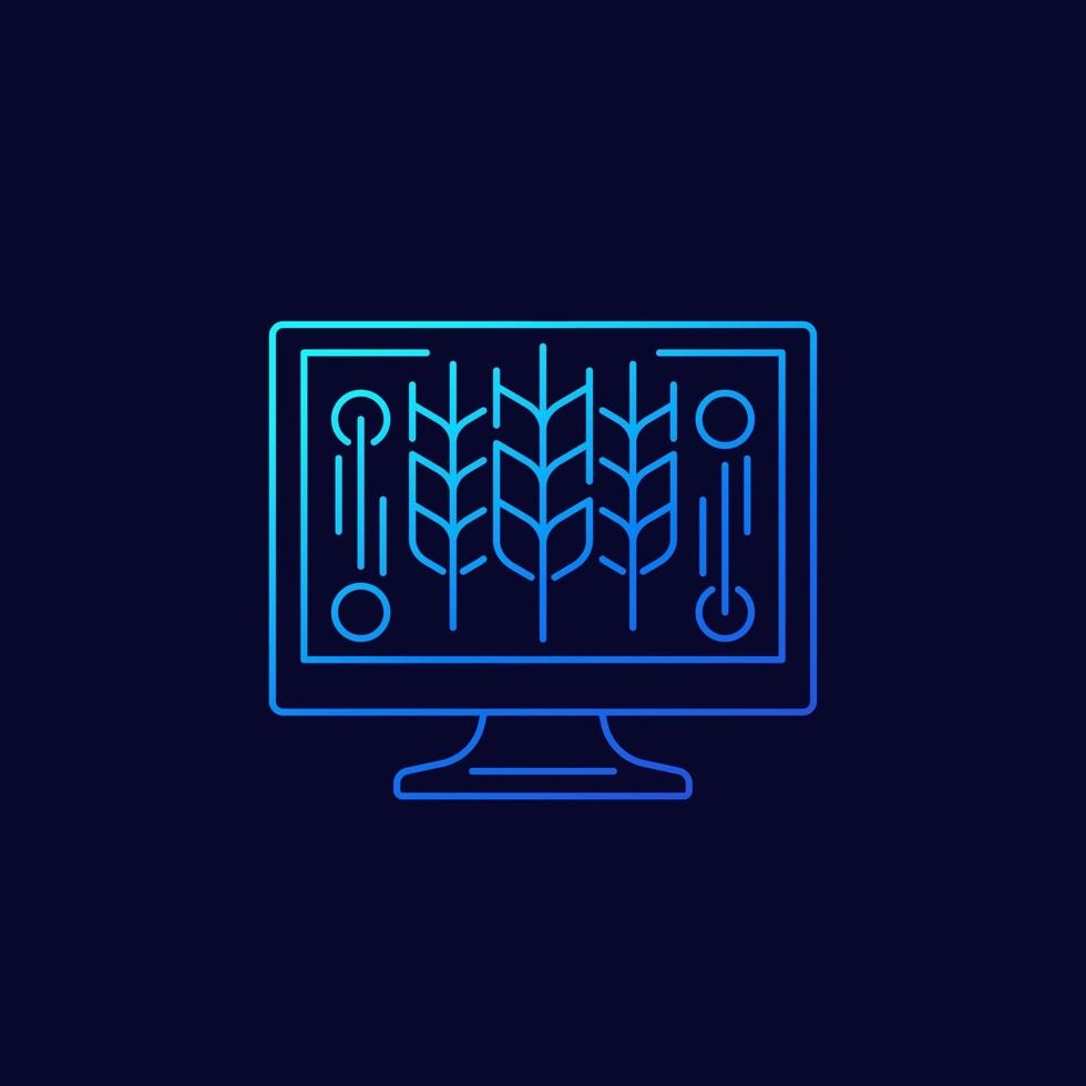 Smart farming and agriculture thin line icon vector