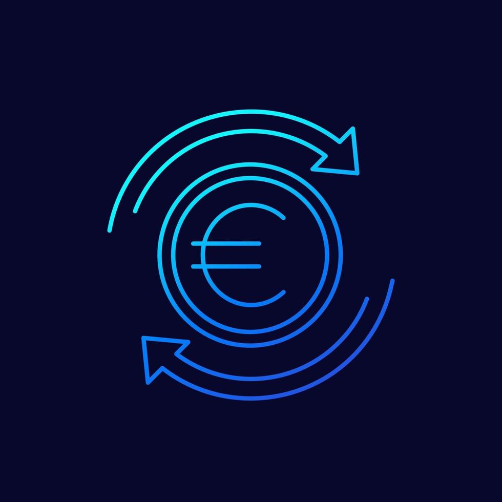 Euro exchange thin line icon vector