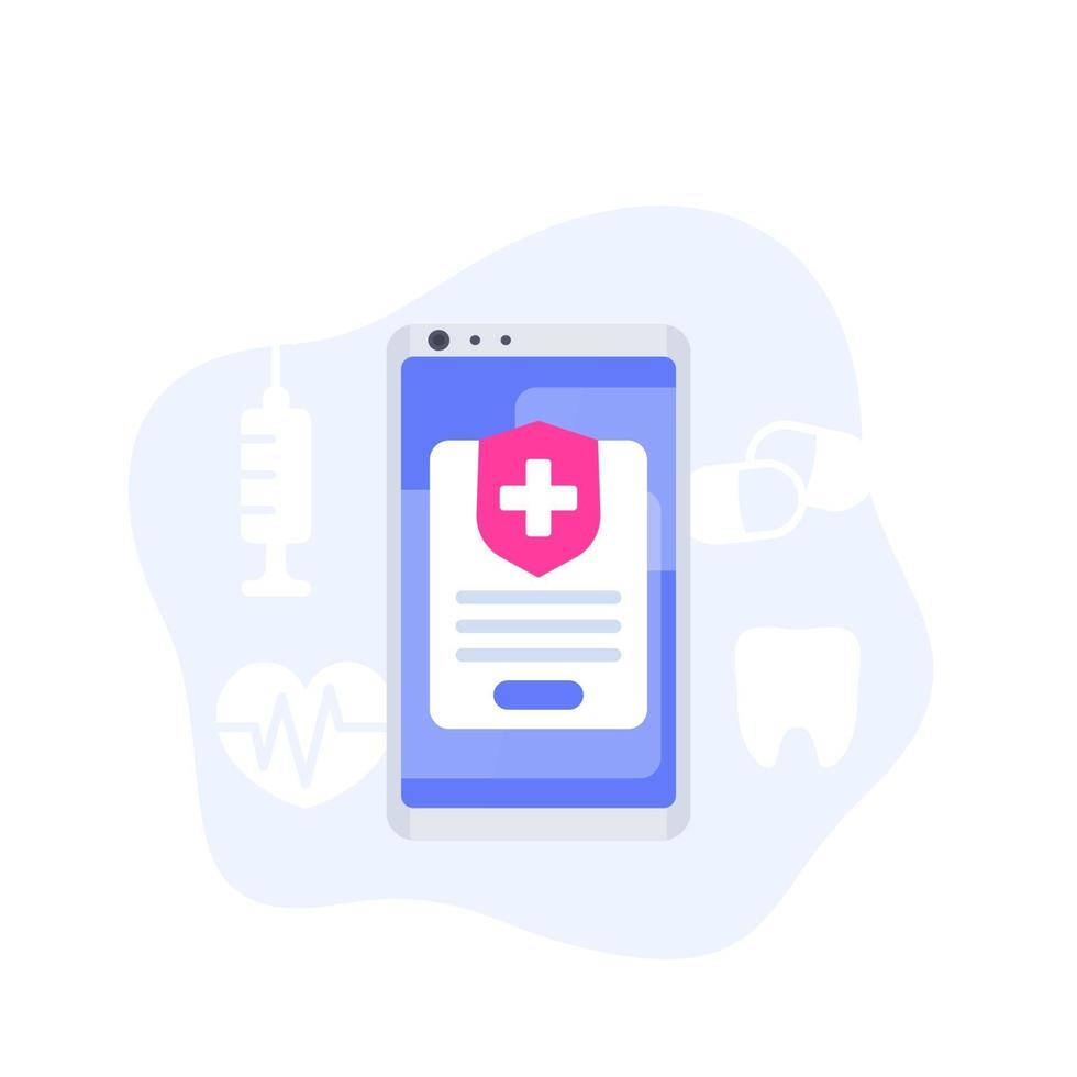 online medical insurance mobile app vector icon