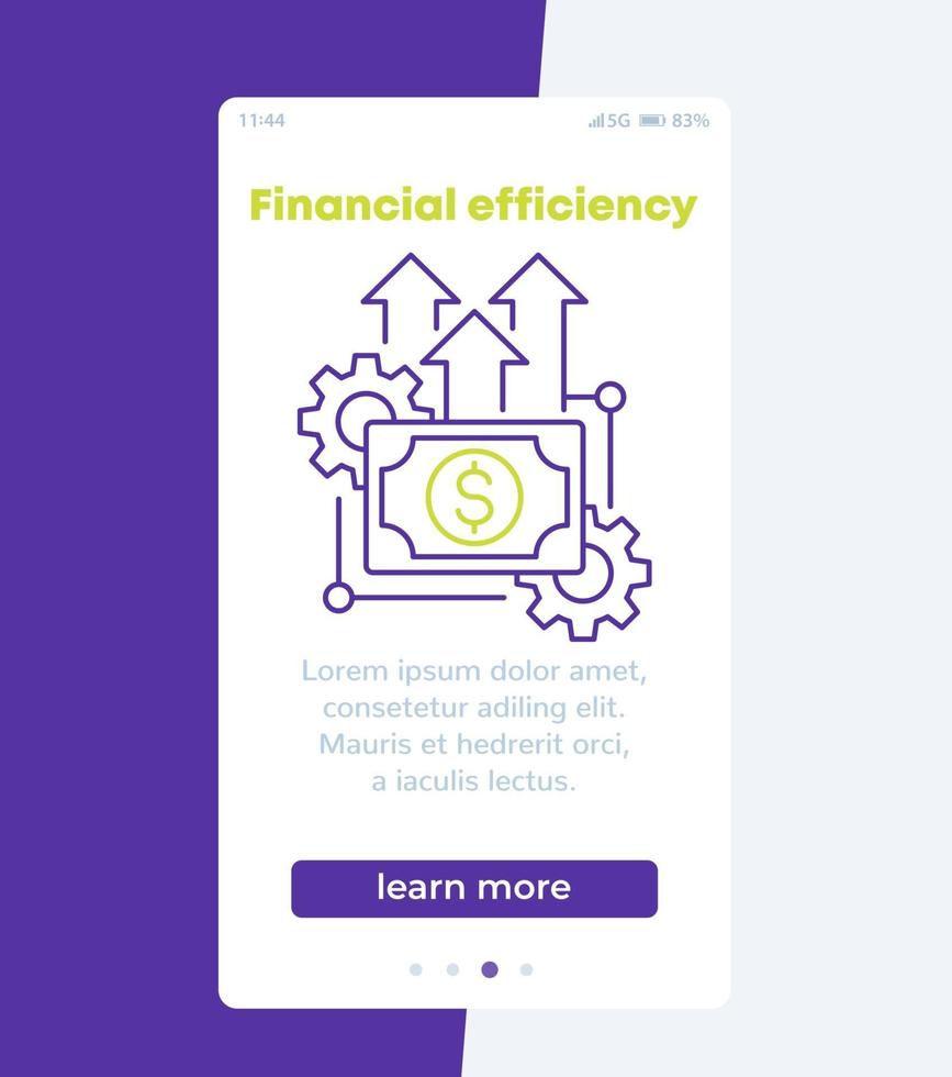financial efficiency mobile banner with line icon vector