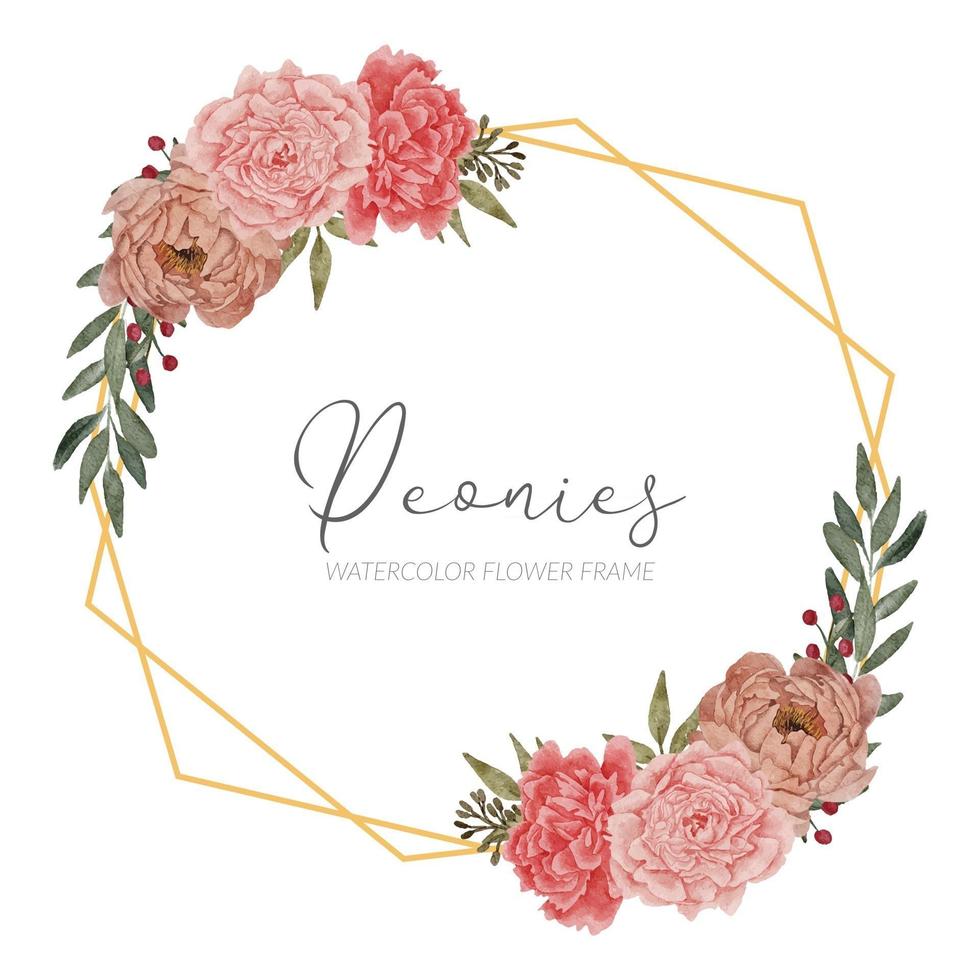 beautiful peony floral arrangement rustic frame border vector