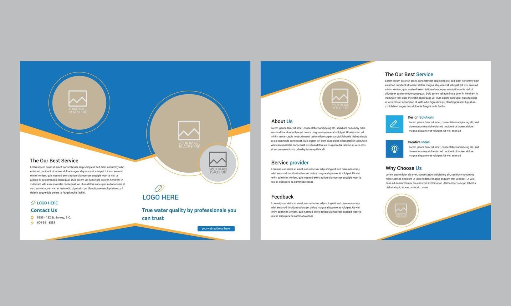 Corporate Bifold brochure template catalog booklet template and fully editable vector