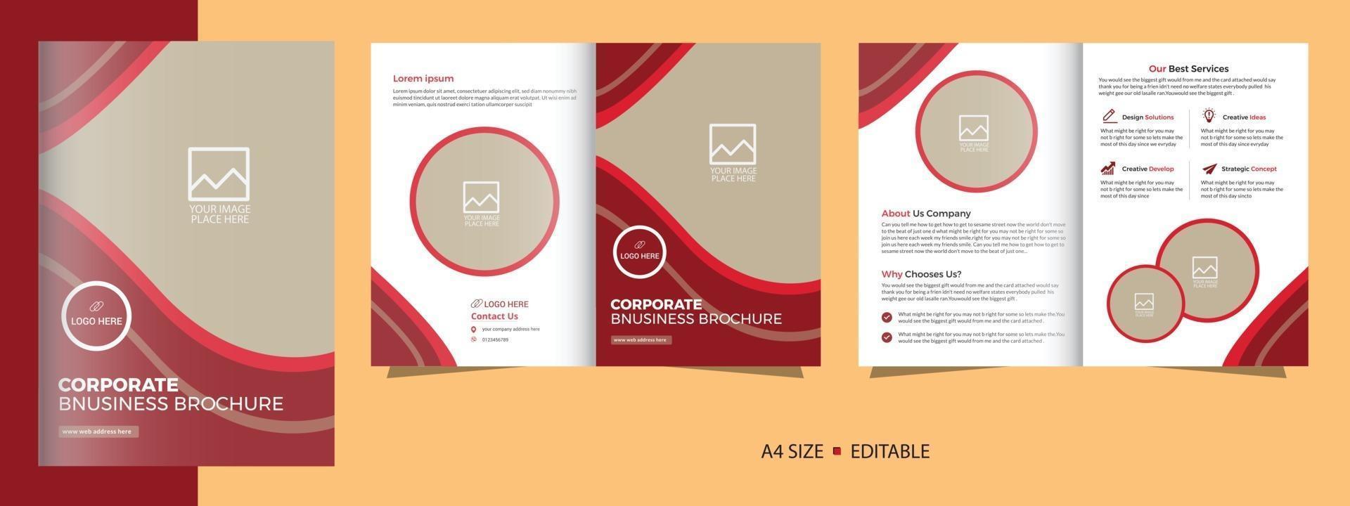 Corporate Bifold brochure template catalog booklet template and fully editable vector