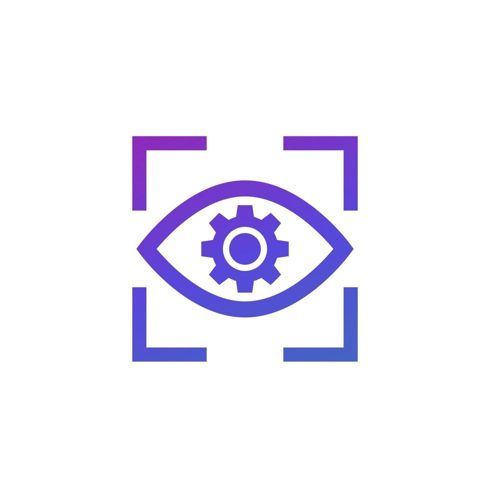 eye with gear icon on white vector