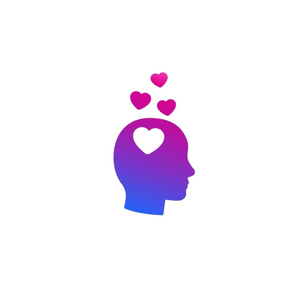 Head with hearts vector icon