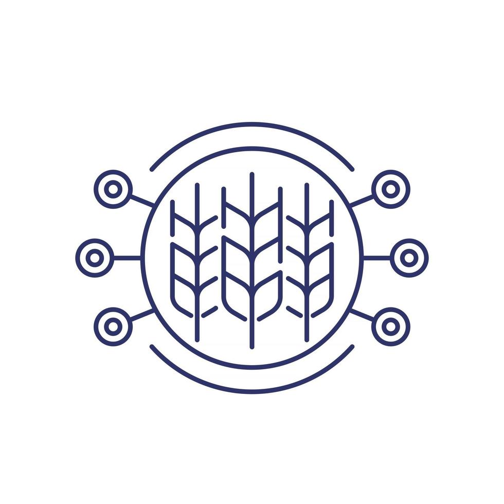Smart farming line icon on white vector