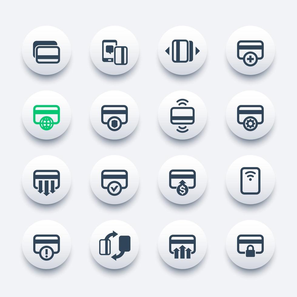 credit cards icons set for mobile banking apps and contactless payment or add new card vector