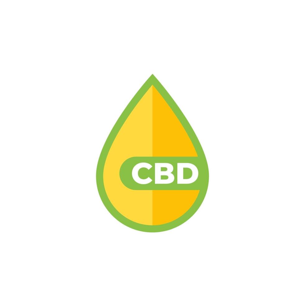 CBD oil drop vector icon on white