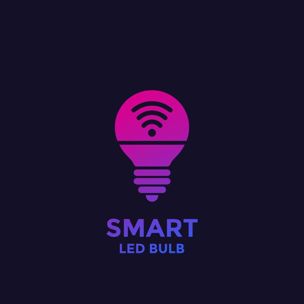 smart led light bulb icon vector