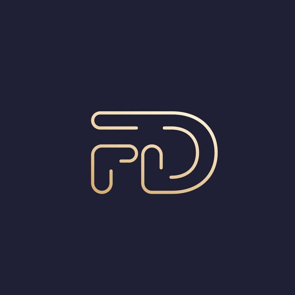 letras del logotipo de fd en diseño de línea vector