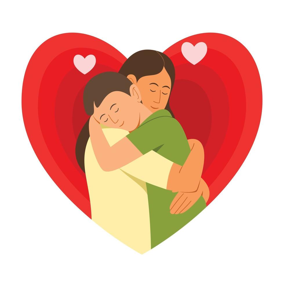 Mother Cuddle the Son in Big Heart of Background vector