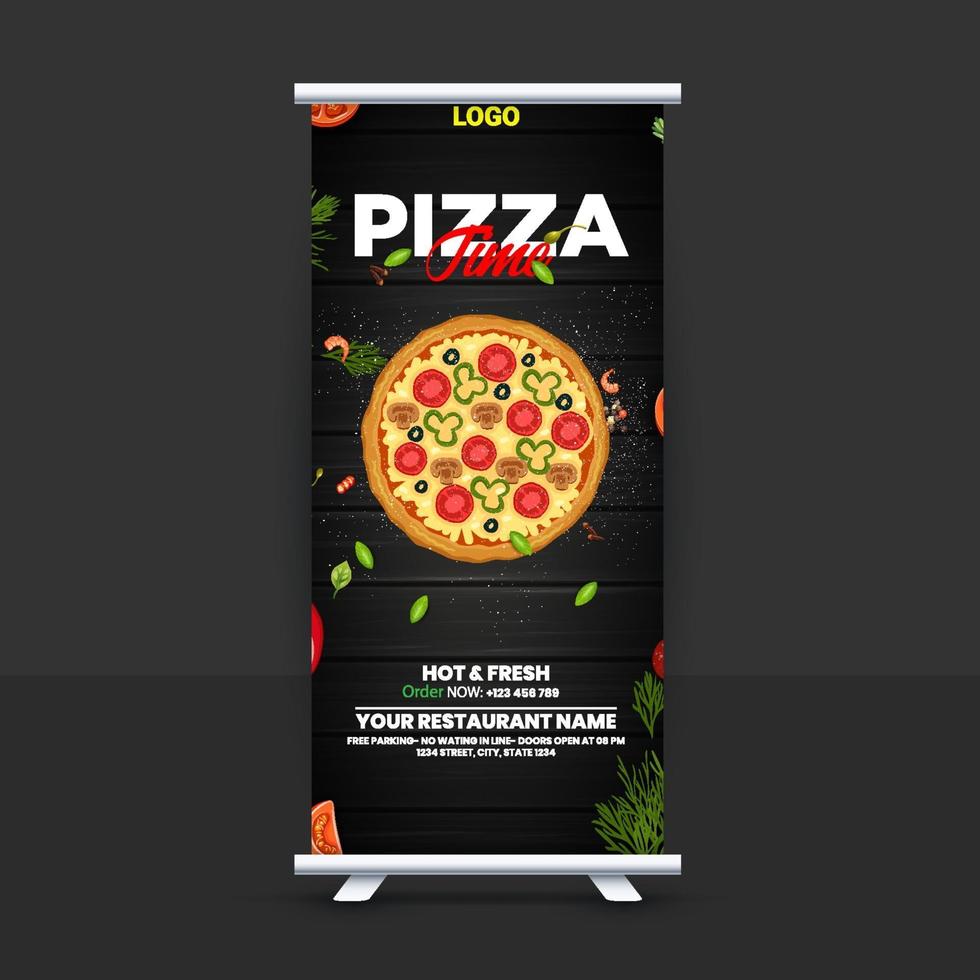 Free Fast Food Roll Up Banner Design Idea For Restaurant vector