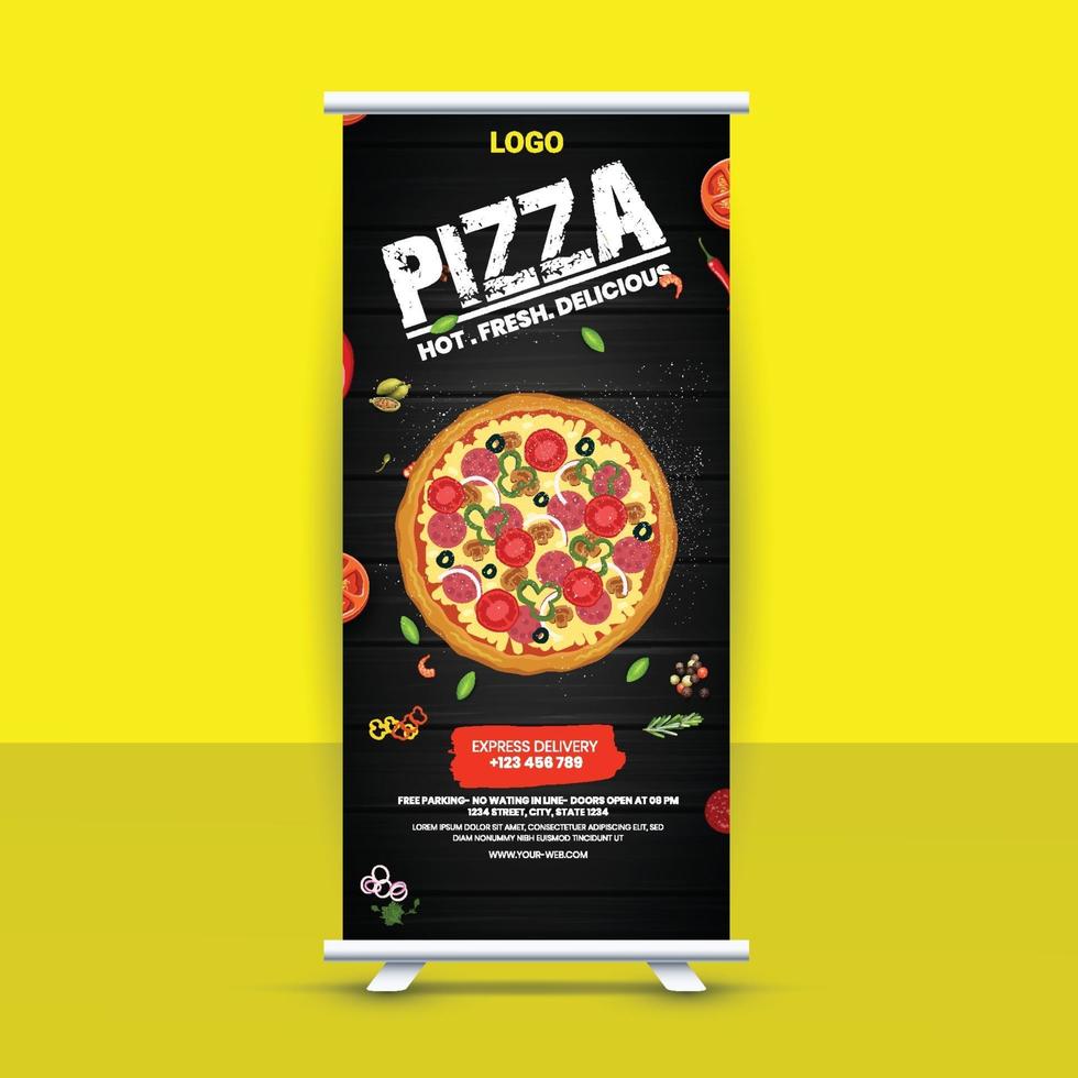 Free Fast Food Roll Up Banner Design Idea For Restaurant vector