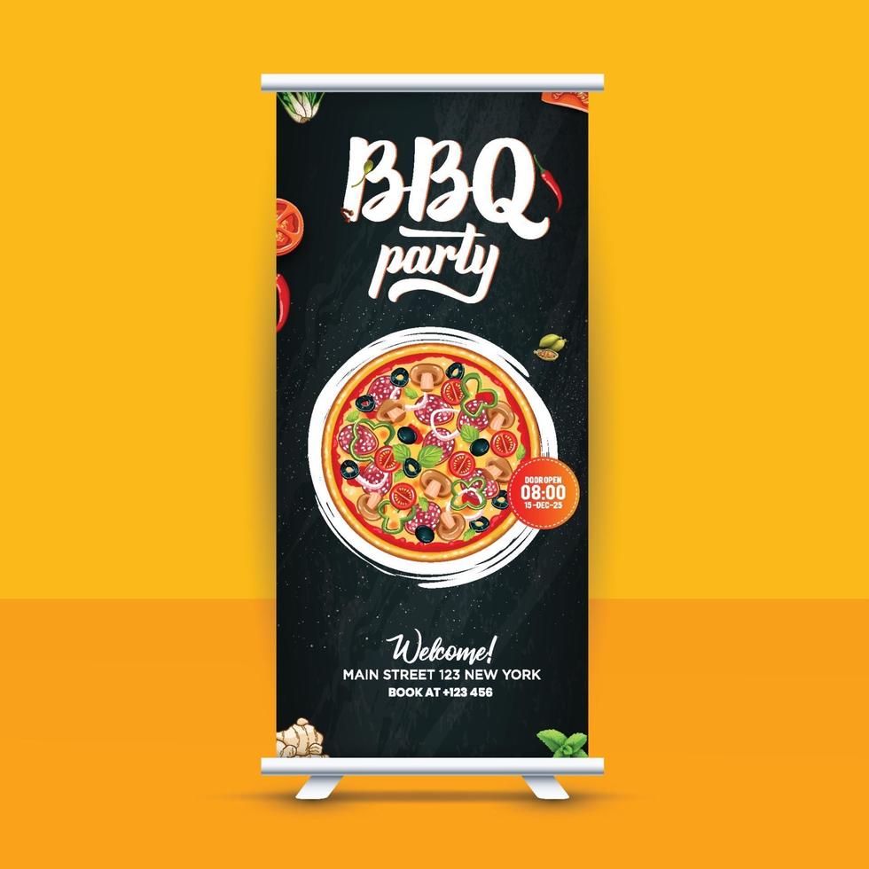 Free Fast Food Roll Up Banner Design Idea For Restaurant vector