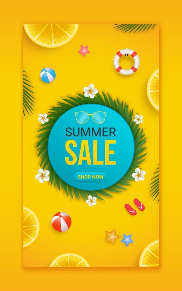 Summer sale promotion social media story template vector
