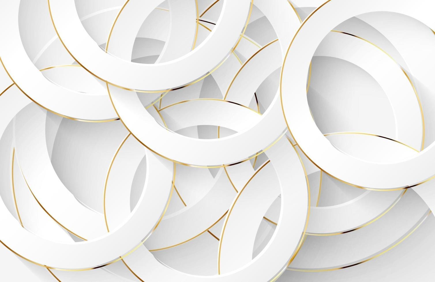 Modern white background with shiny gold circle element Abstract light silver clean surface vector