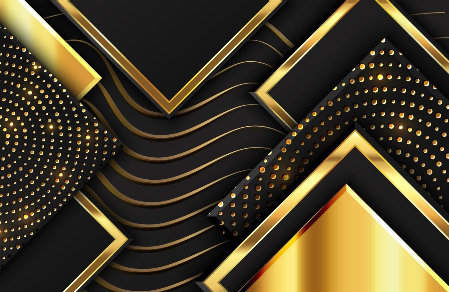 Abstract geometric background with shimmering glitter pattern and wavy lines texture on black square shape vector