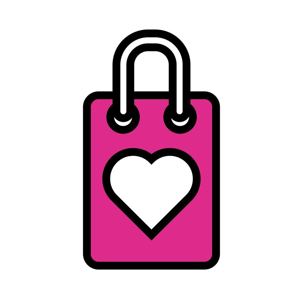 shopping bag paper with heart love line style vector