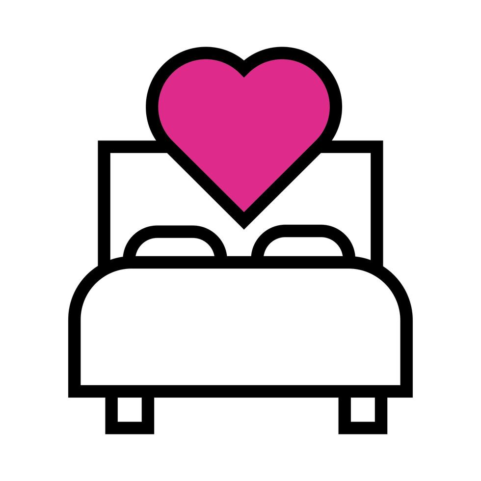 happy valentines day heart in bed line style vector