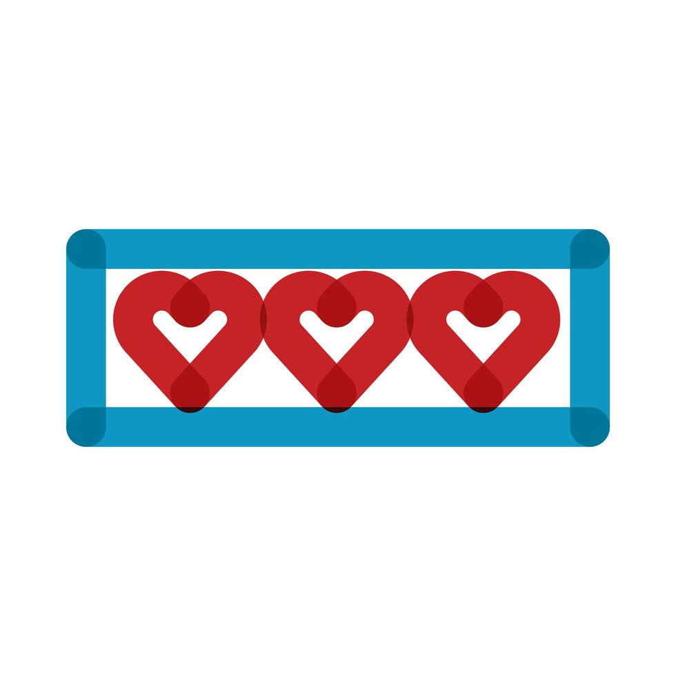 slot machine hearts multiply line style icon vector