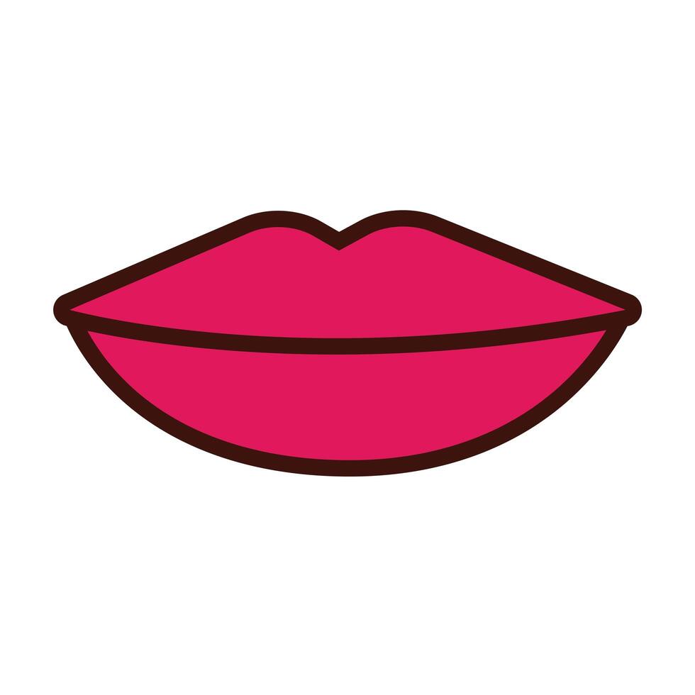 lips human sense line and fill style icon vector