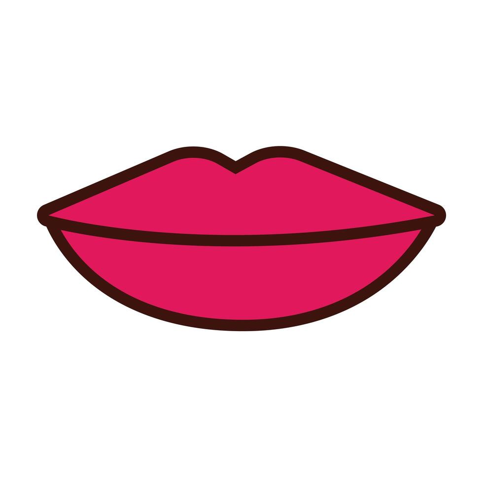 lips human sense line and fill style icon vector