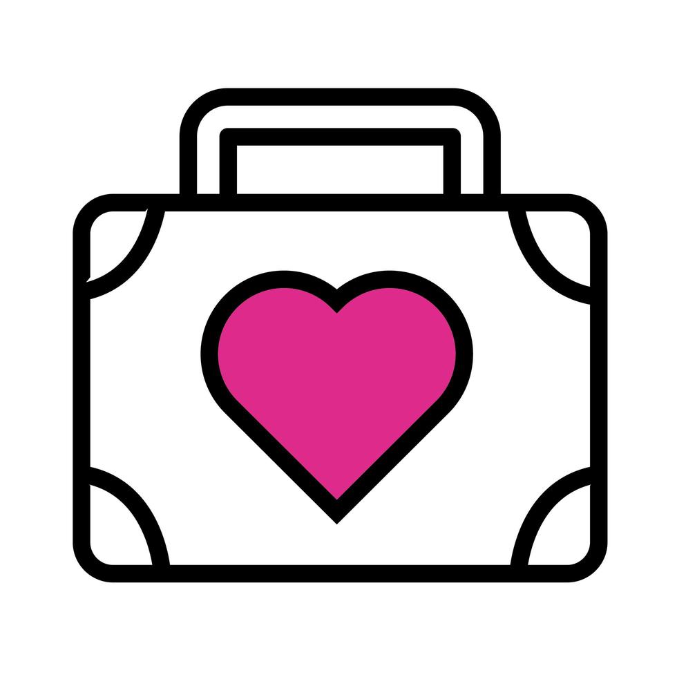 happy valentines day heart in suitcase line style vector